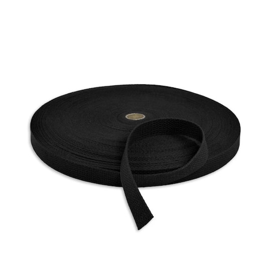 1" Black Cotton Webbing